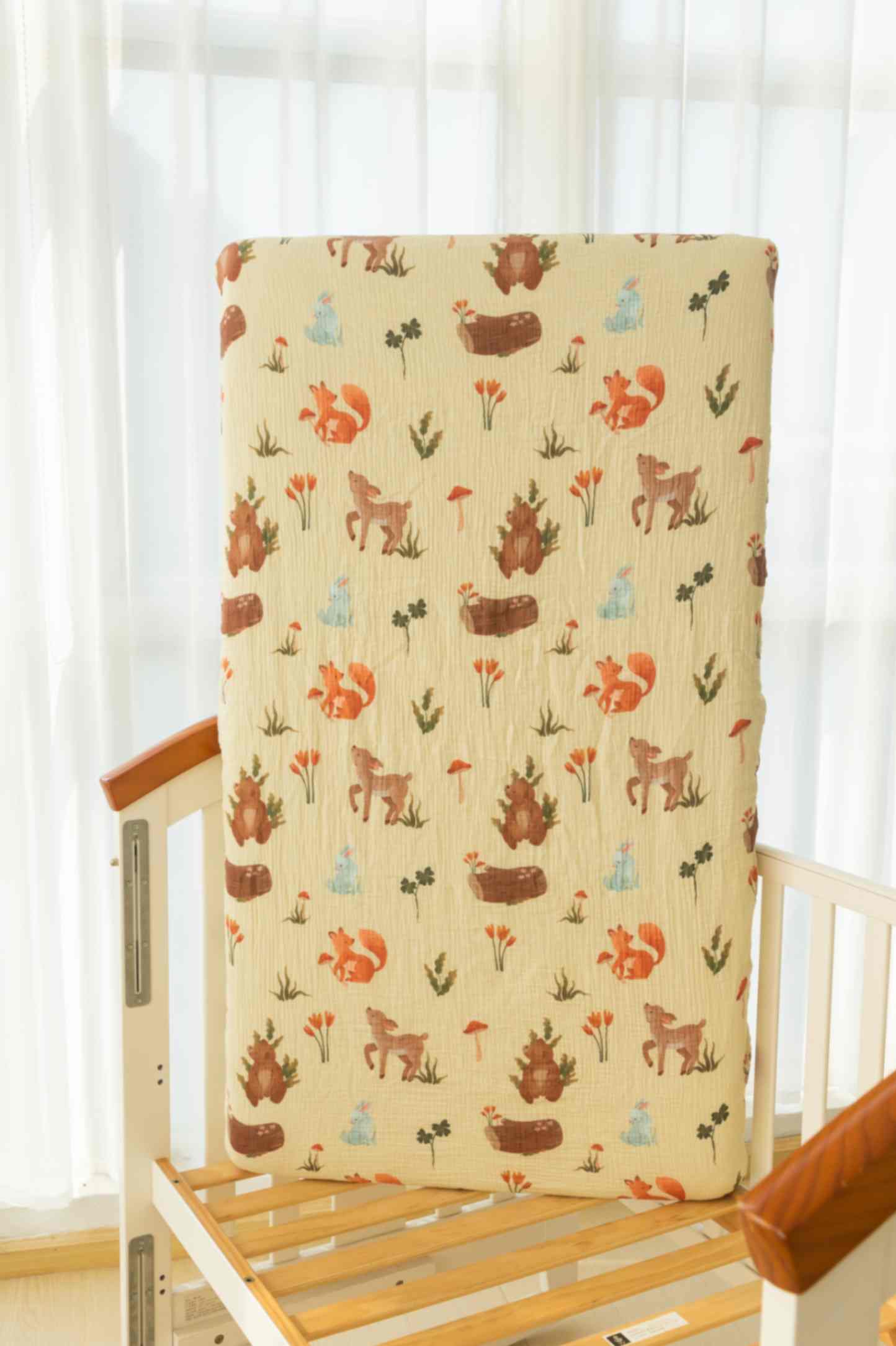 Forest Animal - Organic Muslin Crib Sheet by Flowing Creations