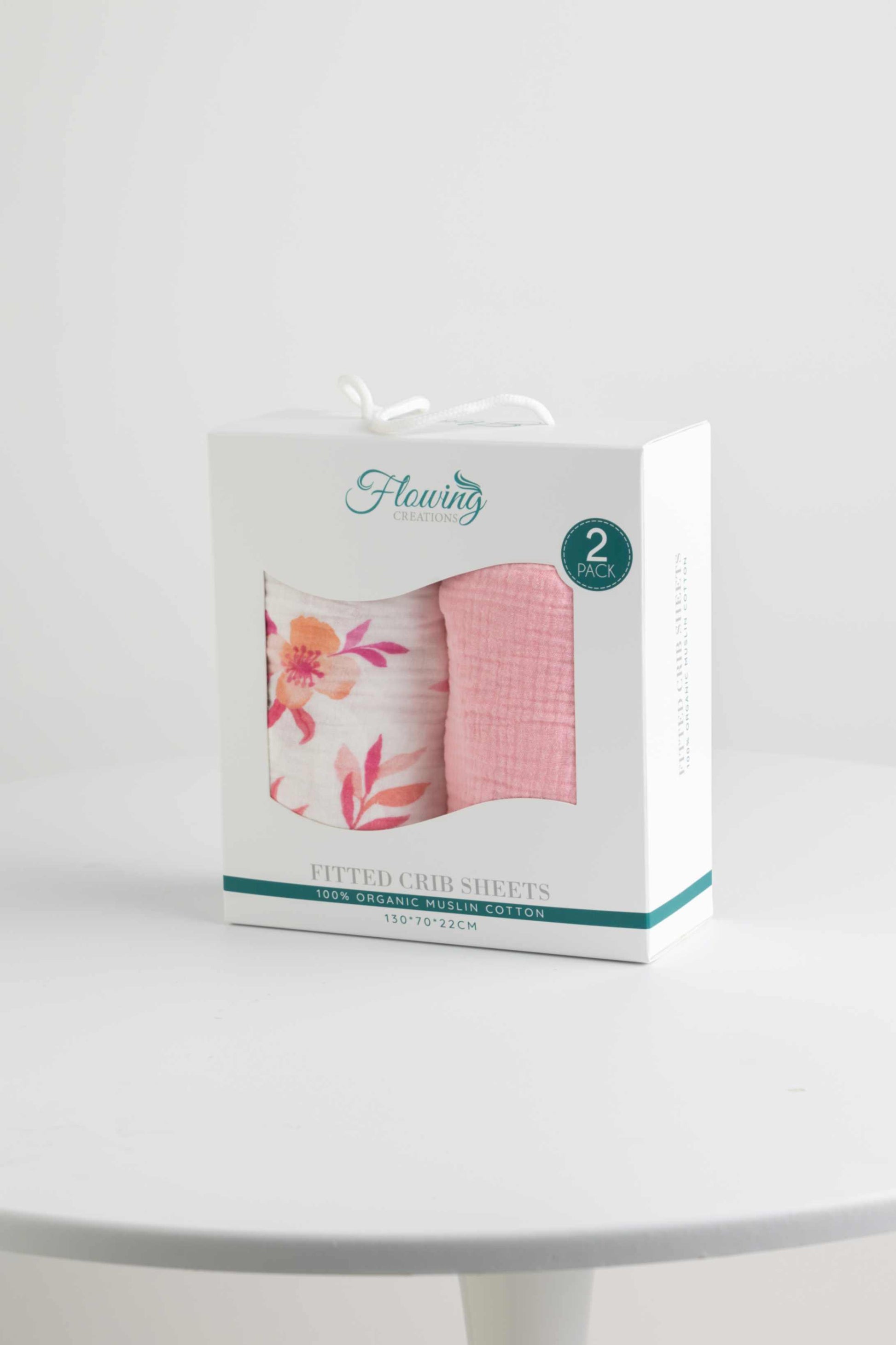 Pink Floral Organic Muslin Crib Sheet Box Pack