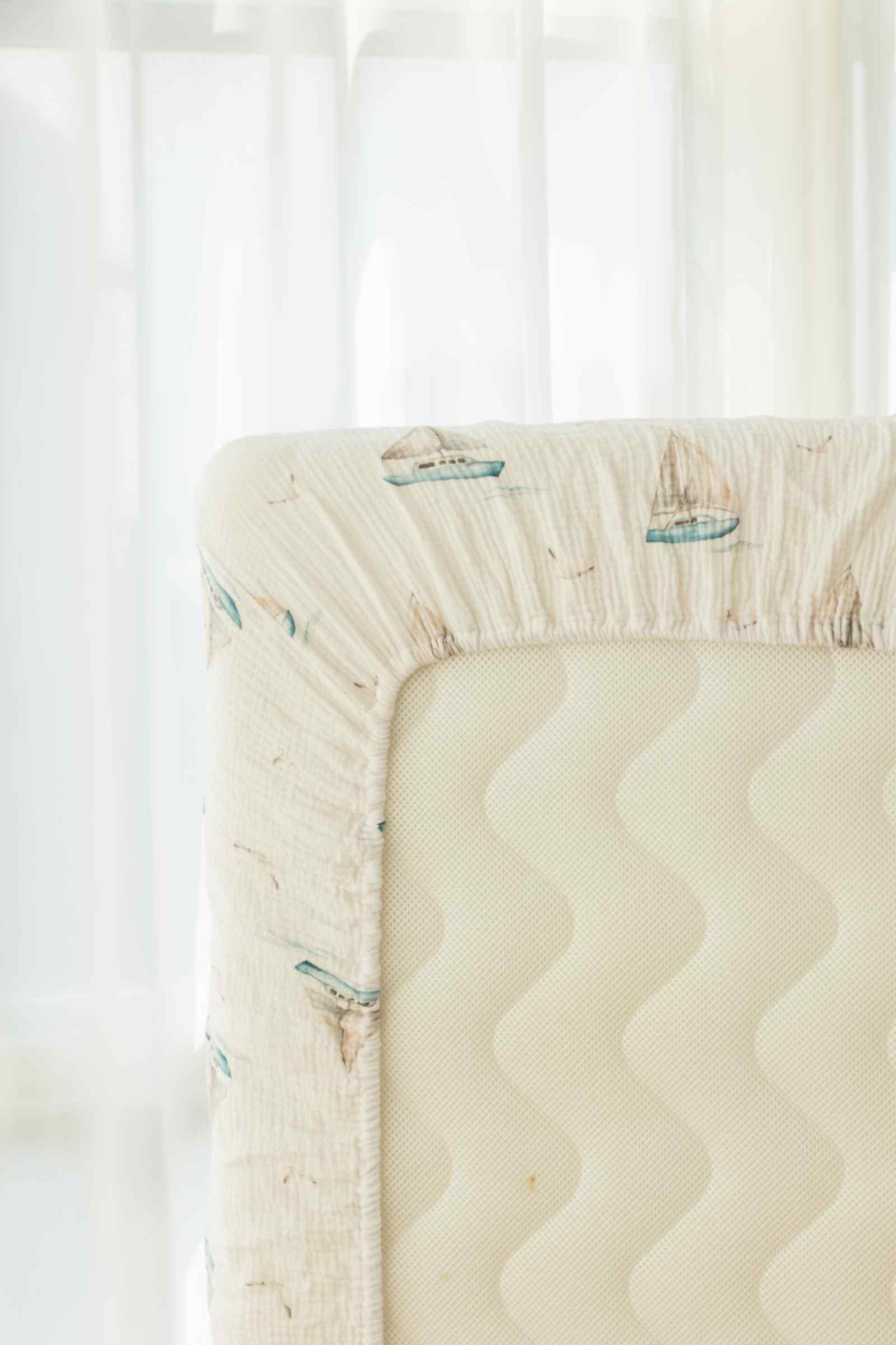 Sailboat muslin crib sheet 2 by Flowing Creations